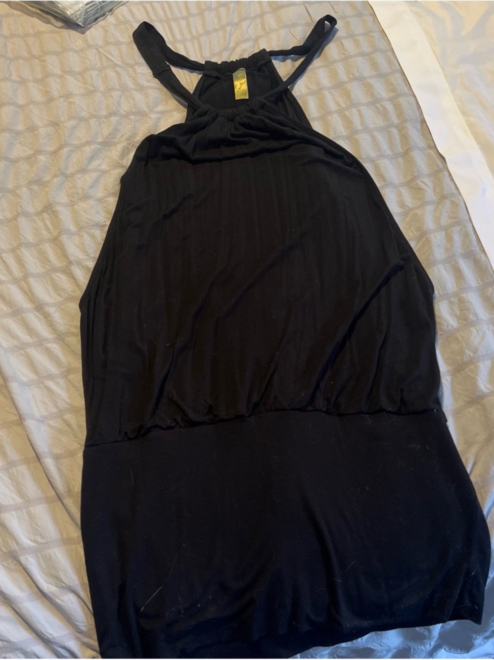 Lush Black Halter Top with Gathered Detail